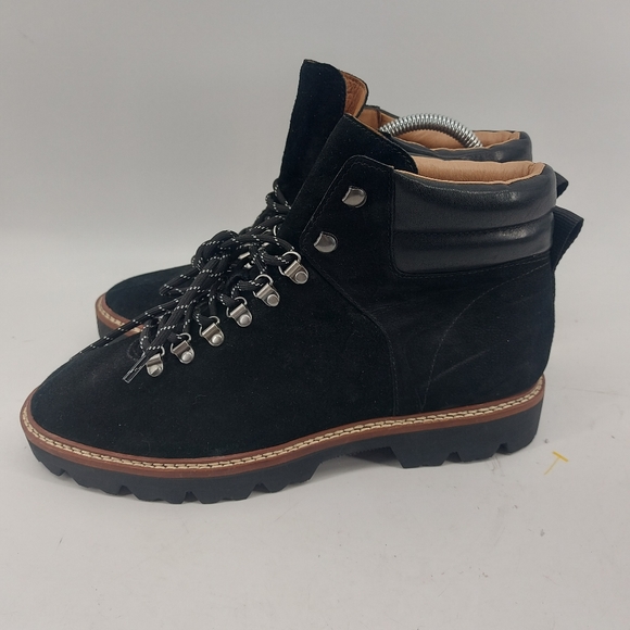 Madewell Enzo Hiking Boot Black Suede Lugsole Lug Bootie  10 - Picture 3 of 6